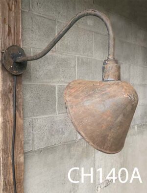 CH140A-Qty-2. 12"D black aged china hat on 24" on goose neck c/w box and cord