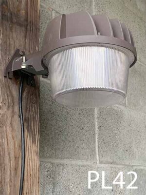 PL42-Qty-1. Brown light with acrylic lens and cord. Can mount on BR1 and BR2. Medium base bulbs. 7"D