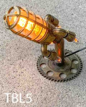 TBL5-Qty-1. Metal art table lamp c/w cord. has 1 medium base socket and 4 candelabra. 10"H