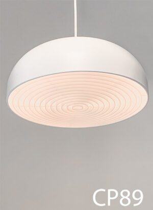 CP89-Qty-5. Beige pendent with cord and matching ceiling canopy. 14"D
