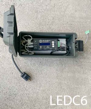LEDC6-Qty-4. 24 volt power supply with 5 amp readable decoder with exterior dmx connections and cord. Weatherproof box