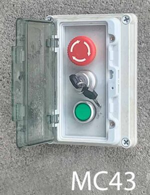 MC43-Qty-1. Grey cover only with stop button, key switch with keys, green light. 7" x 5"