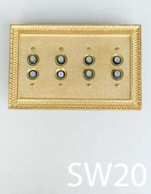 SW20-Qty-1. 4 gang brass plate with push-button switches. SW21-Qty-1. 3 gang brass plate. SW22-Qty-1. 2 gang brass plate