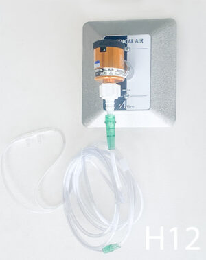 H15-Qty-1. Copper medical air flow meter with nasal hose on single mount.