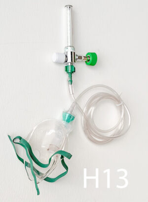 H13-Qty-1. Green oxygen flow meter with face mask. Fits on H1, H2, H3.