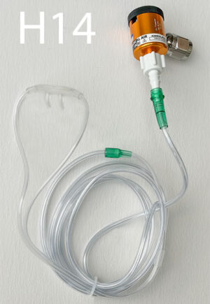 H14-Qty-1. Copper medical air flow meter with nasal hose. Fits on H1, H2, H3.