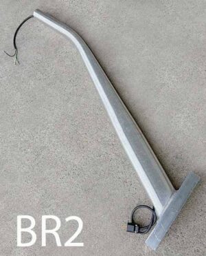 BR2-Qty-8. Aluminum light bracket with cord. 48" out and 24" rise. Cobra heads fit on end.
